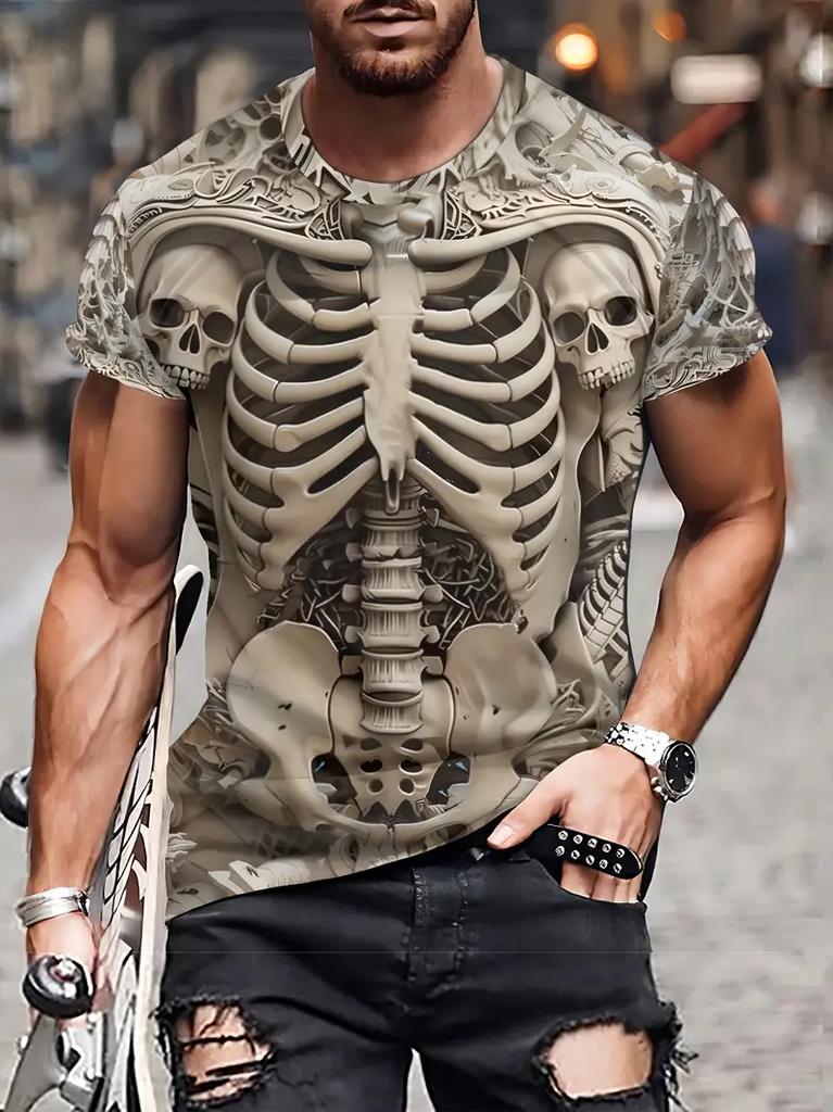 Druk 3D Horror Szkielet Moda Koszulki Cosplay Kostium Kości Streetwear Mężczyźni Kobiety Oversize Krótki Rękaw Koszulki Ubrania