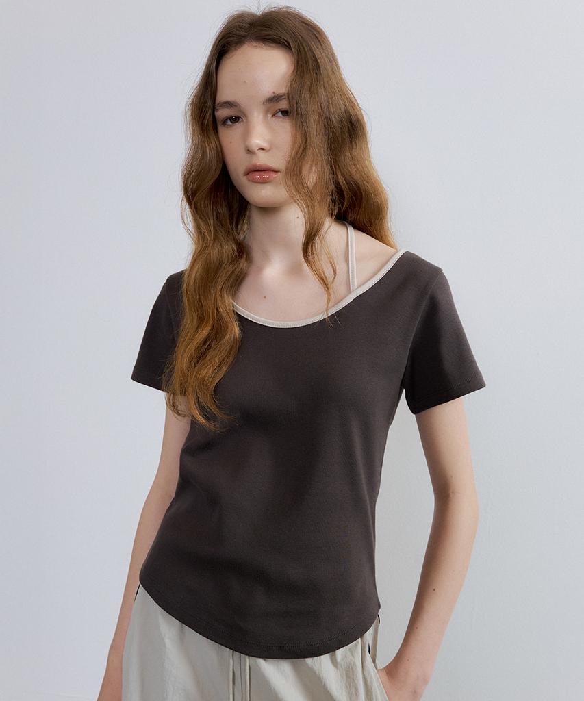 Peulibeo07 Halter Strap Ringer T-Shirt [Frsp07Ts23]_Charcoal