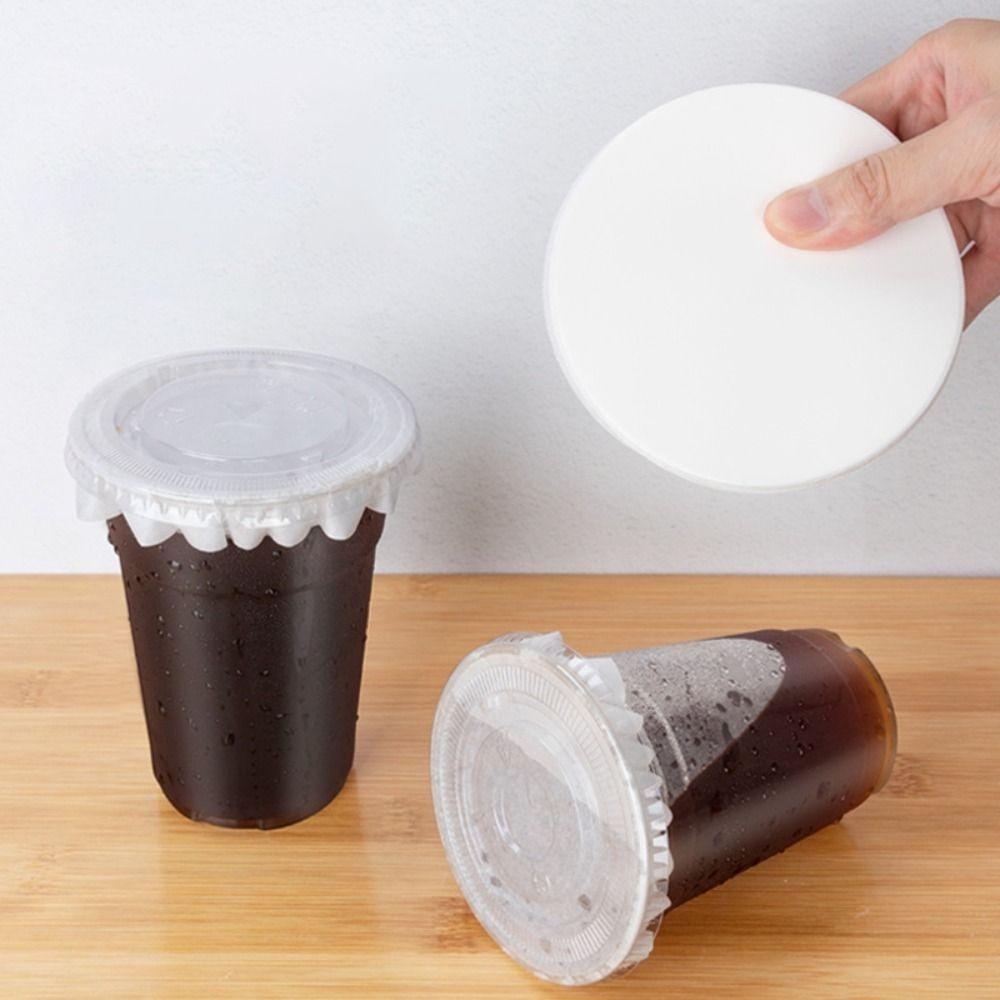 500 Pcs Disposable Drink Leak Proof Paper Splash Proof Coffee Paper Lids Cup Sealing Films  Beverage