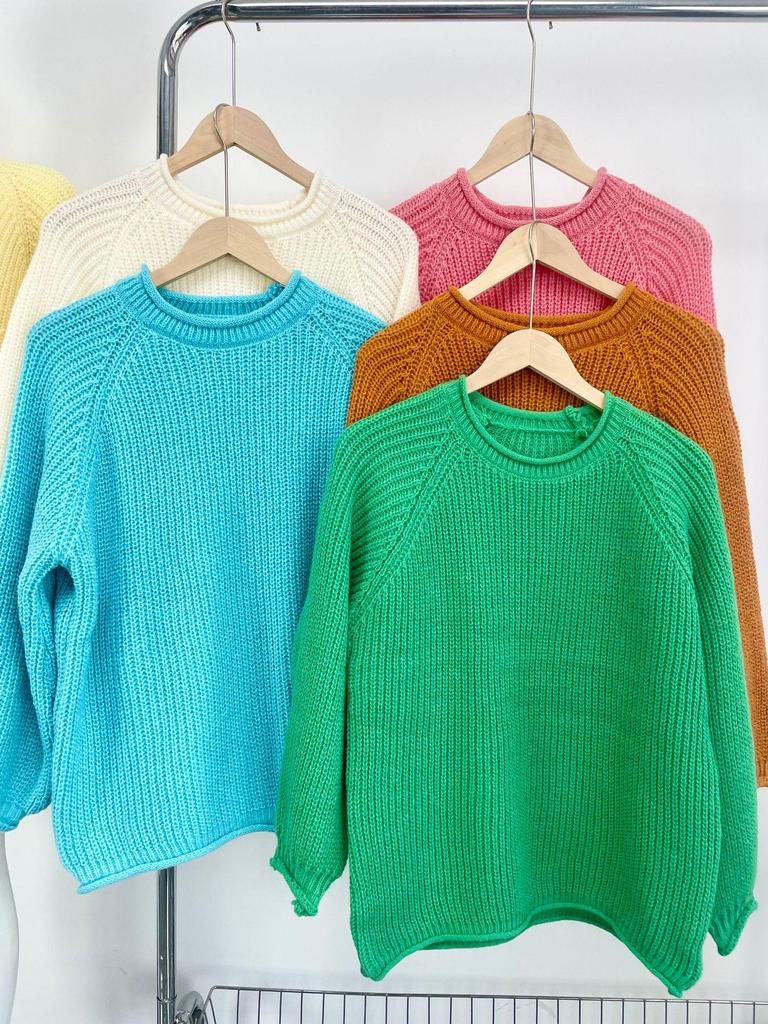Women's Plus Size Chunky Knit Roll Neck Sweater - Autumn/Winter Candy Color