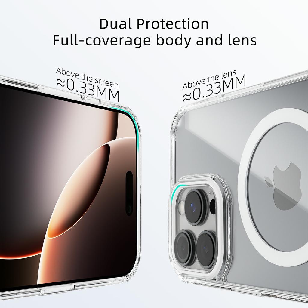 For iPhone 16 Pro Max Case Compatible with MagSafe Anti Scratch Clear TPU PC Phone Back Cover