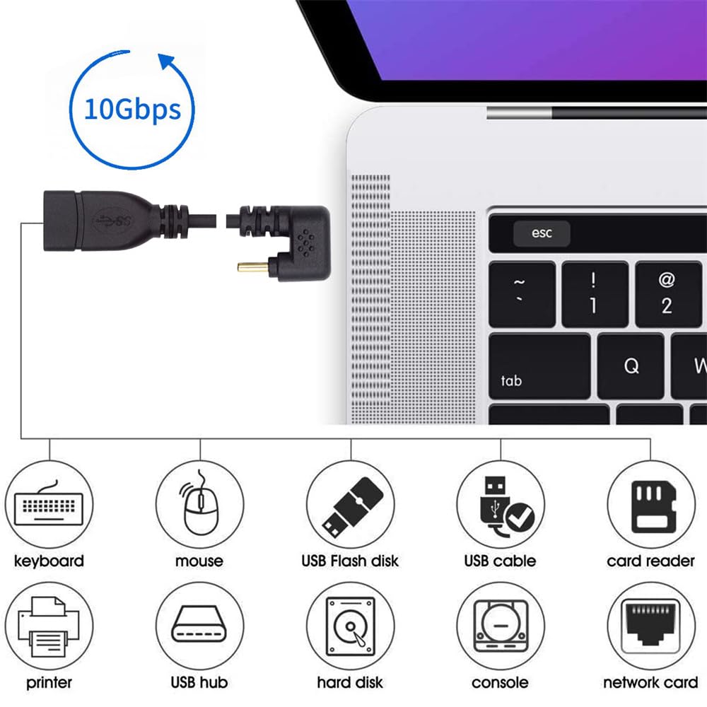 Xiwai 90 Degree USB Male To USB Female 10Gbps OTG Data Power Inverted U Back Angle USB-C Type-C 3.1 3.0-A Adapter, Cable, 30cm, Shape,