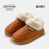 Bag heel cotton slippers Cixi women wear thickened plush indoor home waterproof and warm cotton drag men in winter