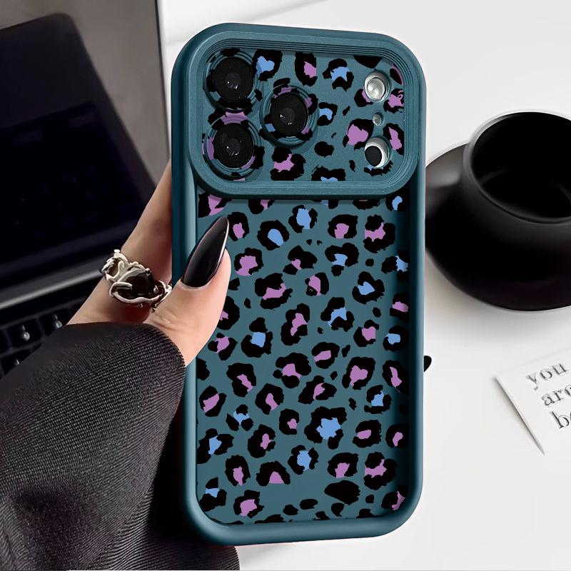 Colorful Leopard Print Case For iPhone 17 Pro Max Case iPhone 16 15 14 13 Pro Max 11 17e 16e Shockproof Bumper Soft Silicone Phone Cover Cases