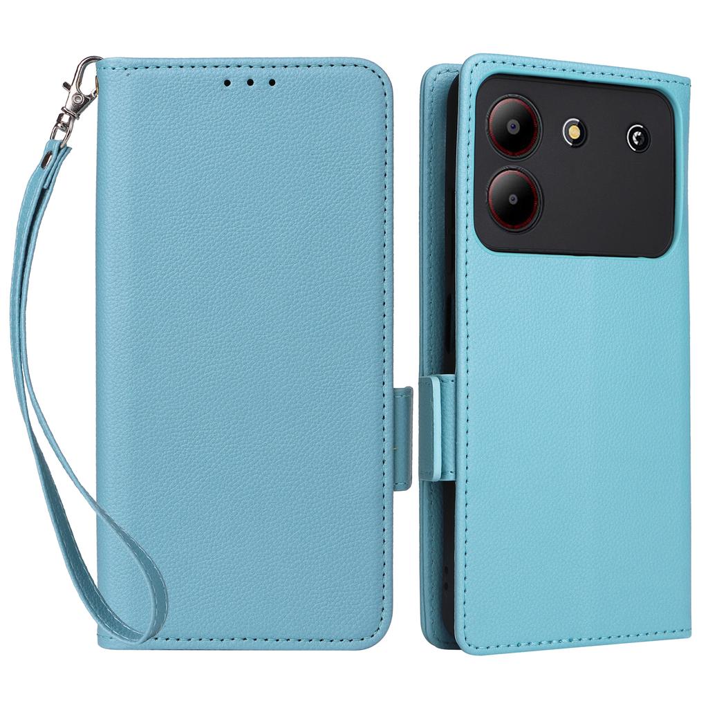 For ZTE Blade A54 Case Leather Wallet Phone Cover with Wrist Strap