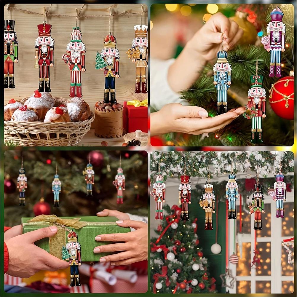 12 Stück Nussknacker Holz Dekoset - Weihnachtsgeschenk, Partydekoration und Heimdeko