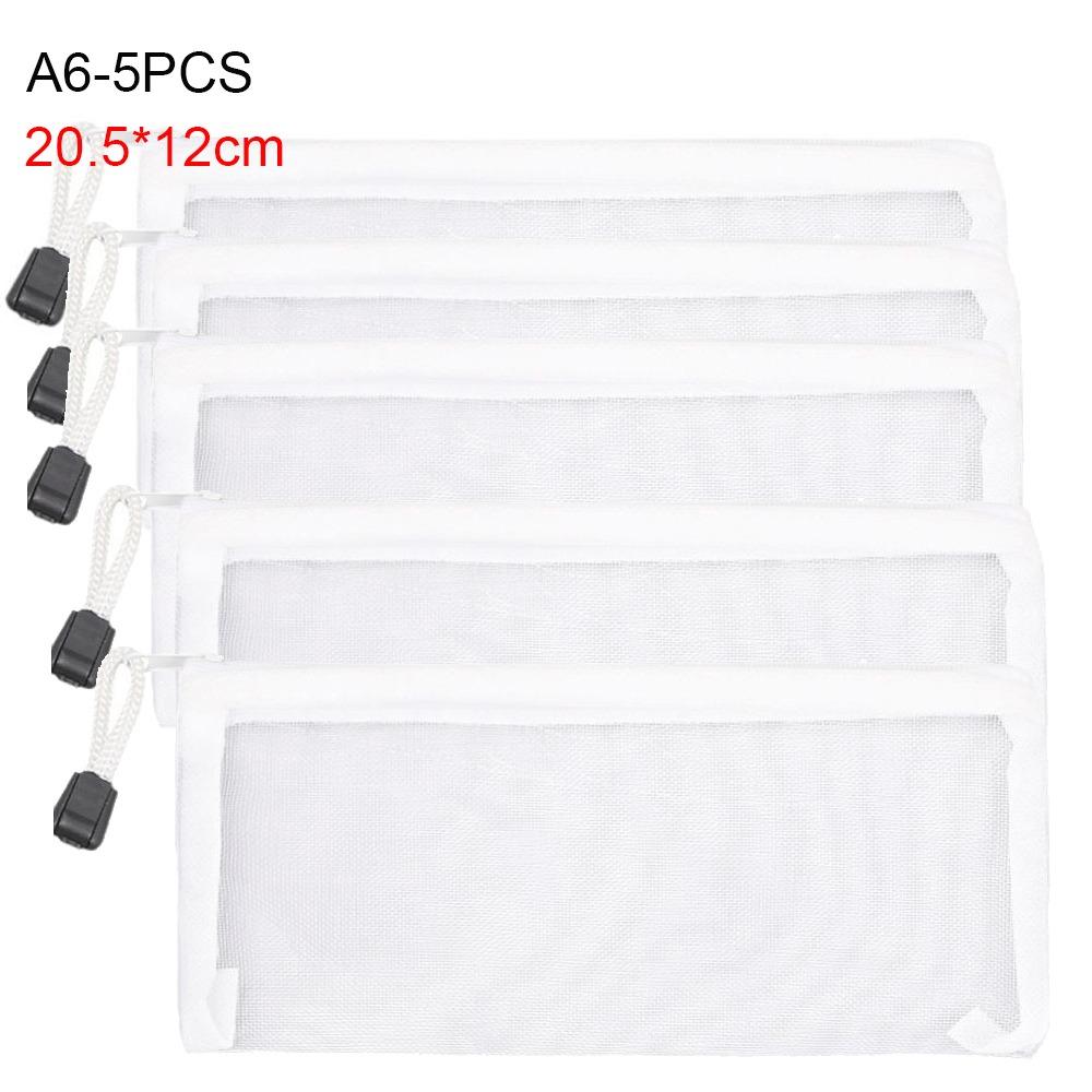 1/3/5PCS Cosmetic Organization Mesh Zipper File Bag PVC Document Folder Storage Bag A4/A5/A6 Moisture-proof Mesh Bag