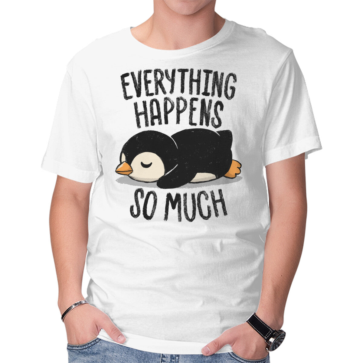 Unisex Crew Neck T-Shirt Everything Happens So Much Graphic Short Sleeve Casual Tee XS