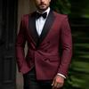 Completi Classici da Uomo 2 Pezzi 2025 Formali Doppiopetto Revers a Punta Vestibilità Slim Abbigliamento Maschile Set Giacca Pantaloni di Alta Qualità Terno