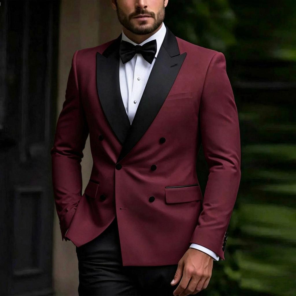 Completi Classici da Uomo 2 Pezzi 2025 Formali Doppiopetto Revers a Punta Vestibilità Slim Abbigliamento Maschile Set Giacca Pantaloni di Alta Qualità Terno