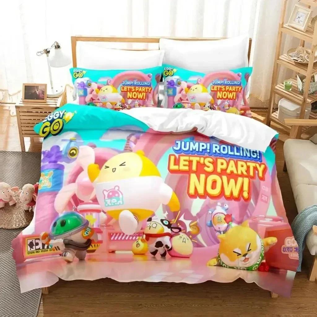 Cartoon Eggy Party Game Bedding Set Duvet Cover Sheet Printed Bed Set Pillowcase Bed Full Queen King Size Comforter Bedroom
