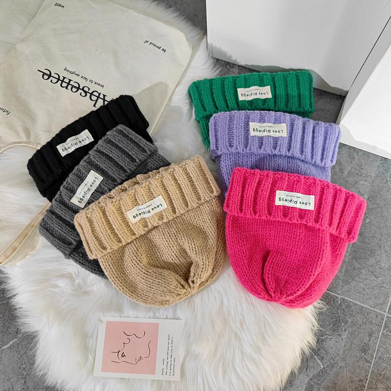Hat women's winter wool hat big head circumference dome thread hat warm versatile purple thick thread loose knitted hat tide