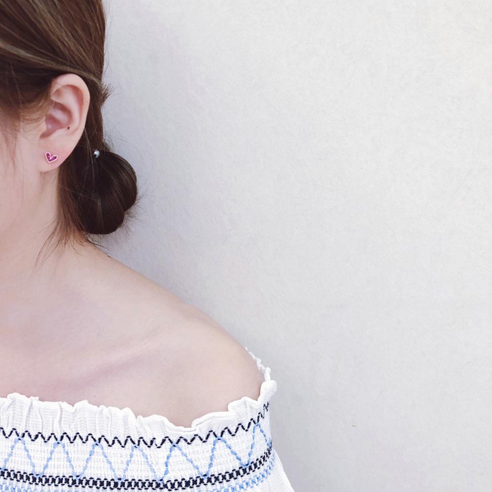 4 Pcs/set Fashion Simple Bowknot Hear-shaped Flower Crown Ear Studs