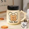 Mirror Cup with Lid Cartoon Style Bear Ceramic Cup Milk Yellow Cute Girl Water Cup Opening Present Cup Set Durable