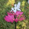 Iron Art Garden Flower Fairy Sculpture Rotating Metal Windmill Wind Spinner  Backyard
