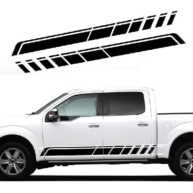 Ramuel Car Auto Racing Body Side Stripes Vinyl Modified Stripe Decal Cars Side Door Stickers Decorative Decals Exterior Accessories For Pickup Truck