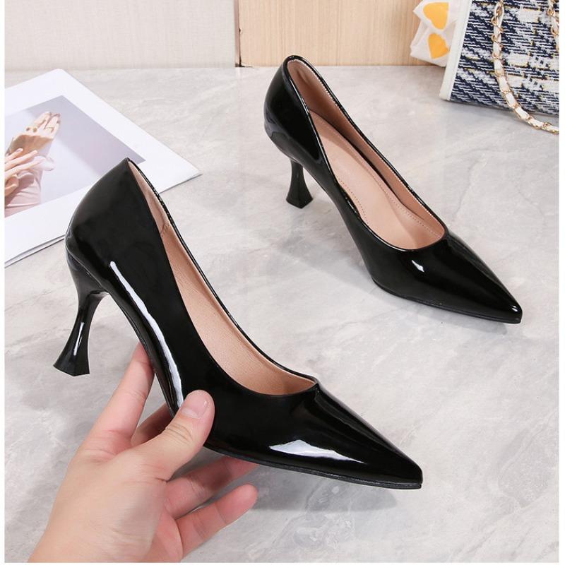 Sexy Patent Leather Women High Heels Classic Ladies Club Pumps Autumn Pointed Dress Heel Shoes for Women Banquet Wedding Shoes