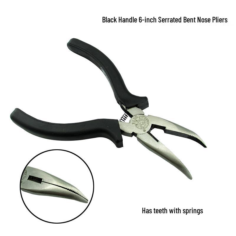 6" & 8" Bent Nose Pliers: Toothed Jaw for Nail Pulling & Object Retrieval, Crucible-Ready with Pointed Head.