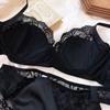 High Quality Satin Women Lingerie Set French Sexy Lace Push Up Bra Summer Thin Cup Comfort Intimates Underwear Bra Briefs Set