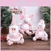 Adorable Pink Snowman And Reindeer Plush Figurines For Christmas Holiday Decor