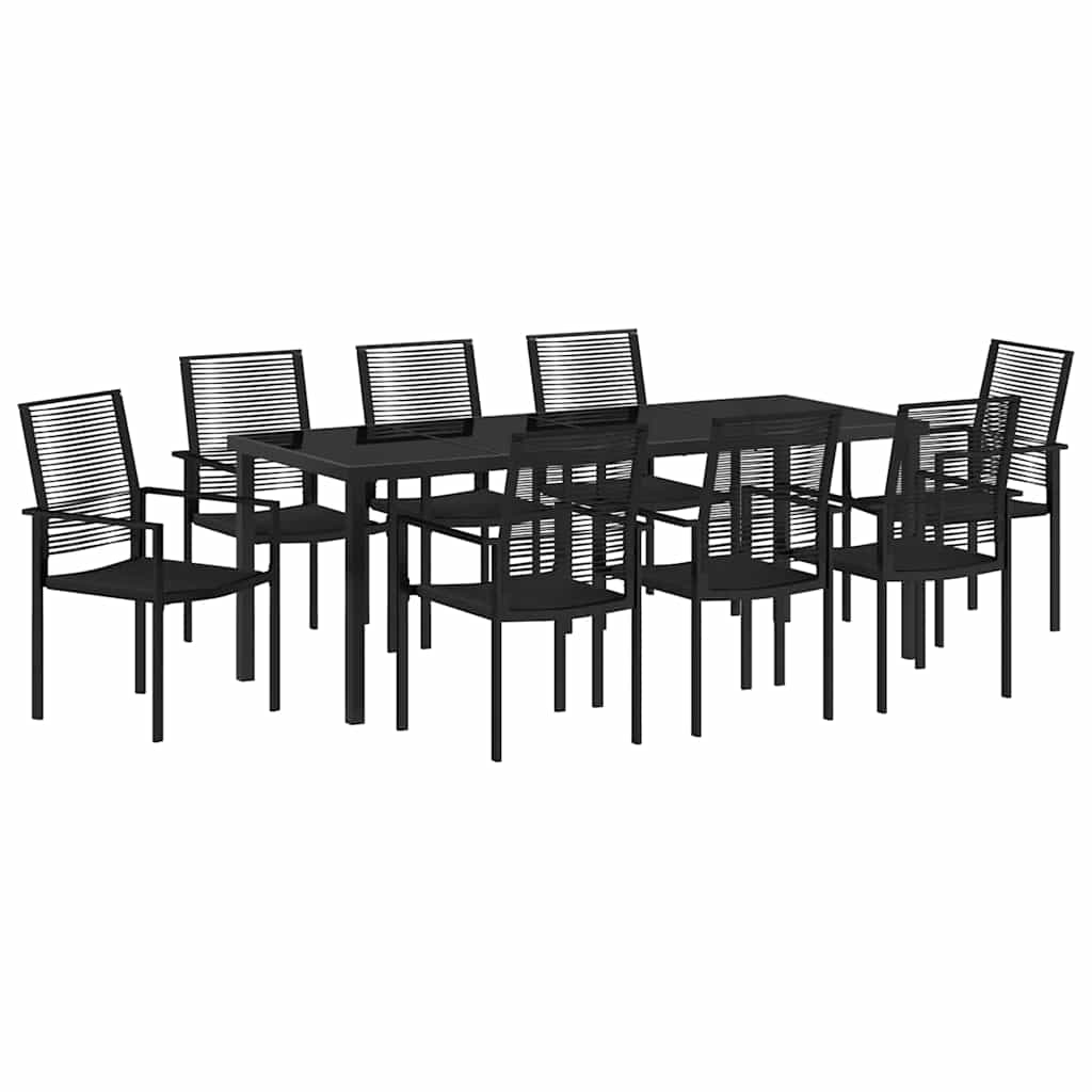 Garden Dining Set 9 pcs Black Powder Coated Steel