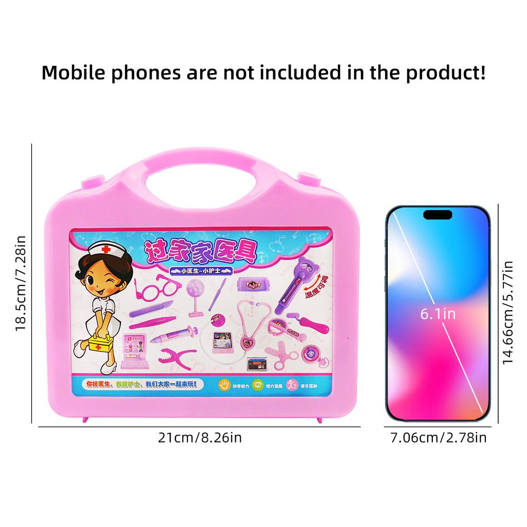 Children's Doctor, Playhouse Toy, Portable Medicine Box Set, Stethoscope, Injection for Girls and Boys