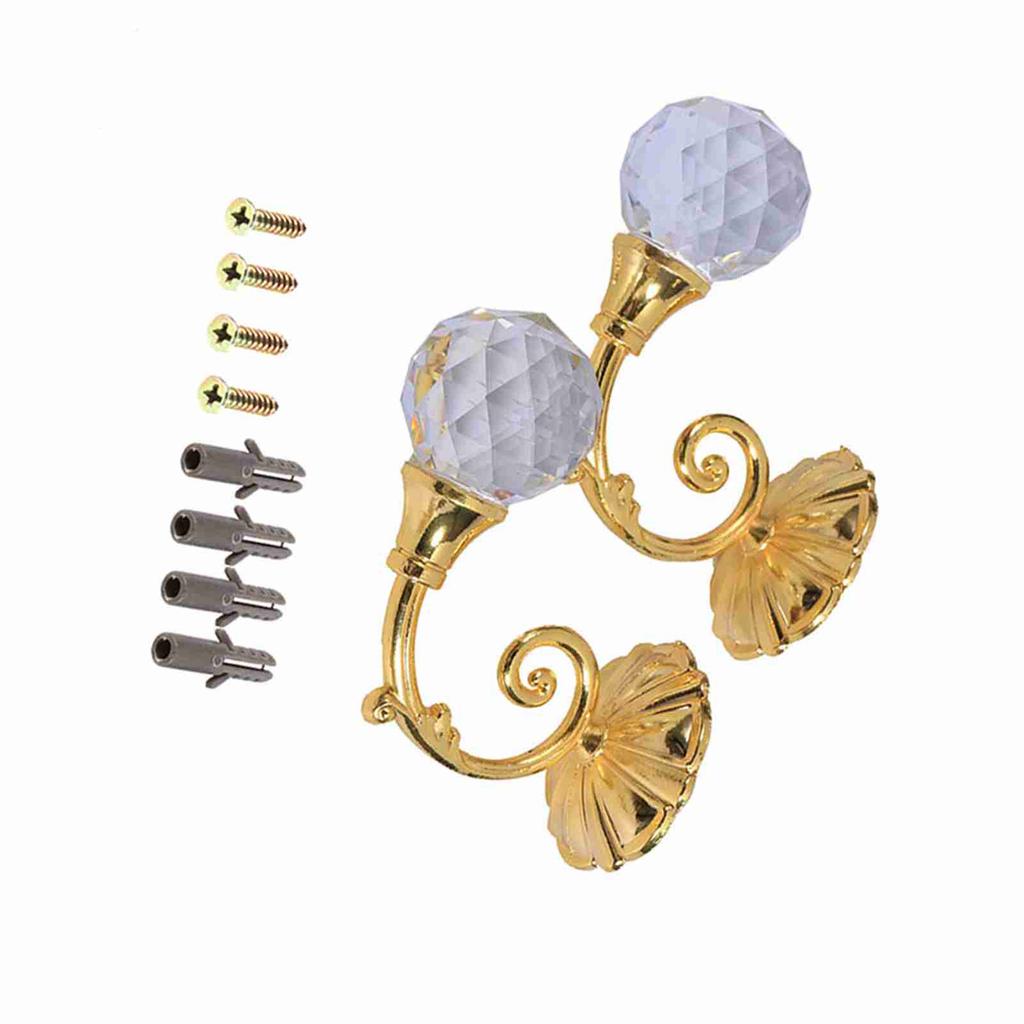 2x Ganci Porta Tende in Metallo e Vetro Gancio Supporto per Tende da Parete Finestra Oro