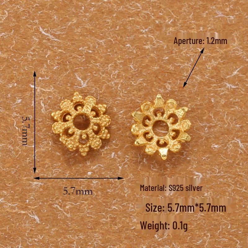 Gold-Plated S925 Sterling Silver Flower Bead Base Bracelet - Handmade DIY Jewelry Accessories