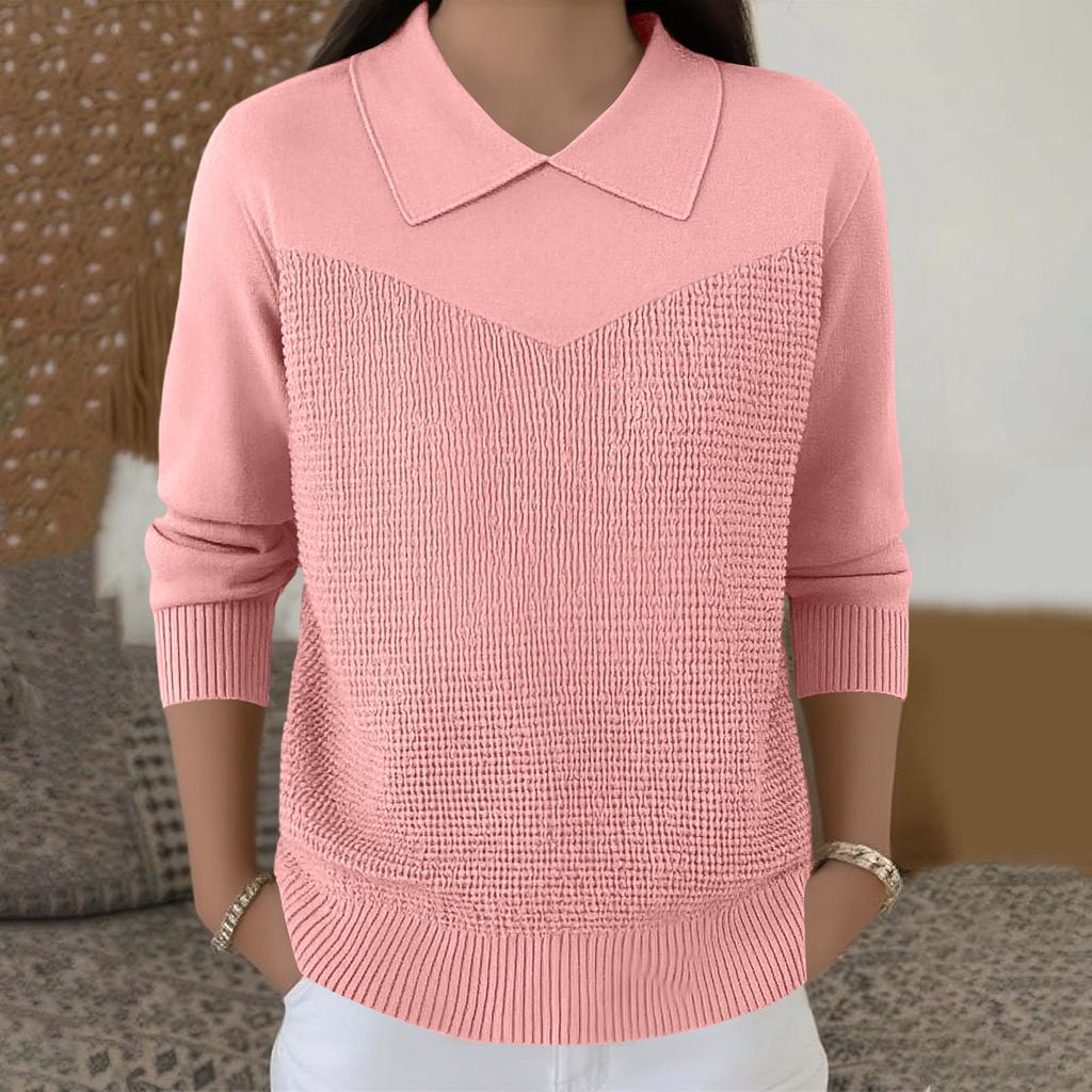 Damen Lässiger und Modischer Langärmliger Gestrickter Einfarbiger Oberteil-Pullover