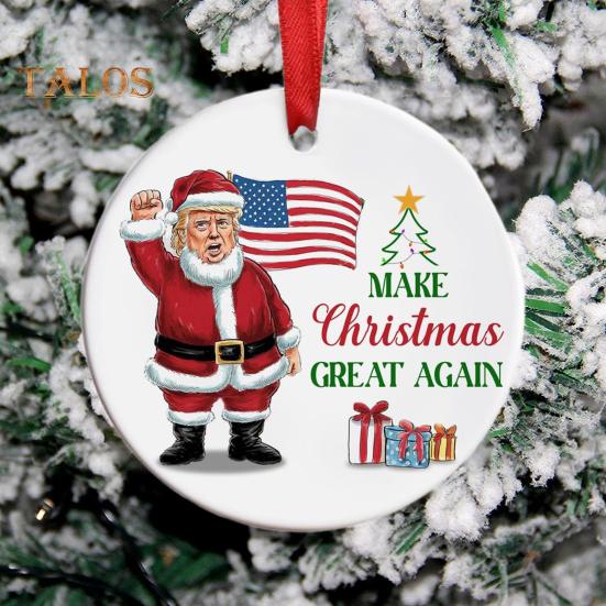 1/2/3/5/10Pcs Trump 2024 Christmas Ornament Make Christmas Great Again Santa Ornament Hanging Holiday Decoration for Supporters