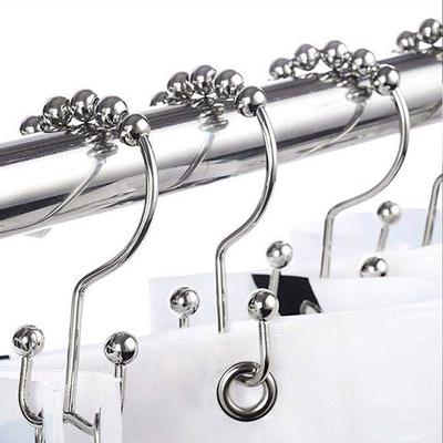Shower Curtain Hooks Double Sided Bathroom Curtain Metal Hooks Rings for Bathroom Shower Rod Curtains