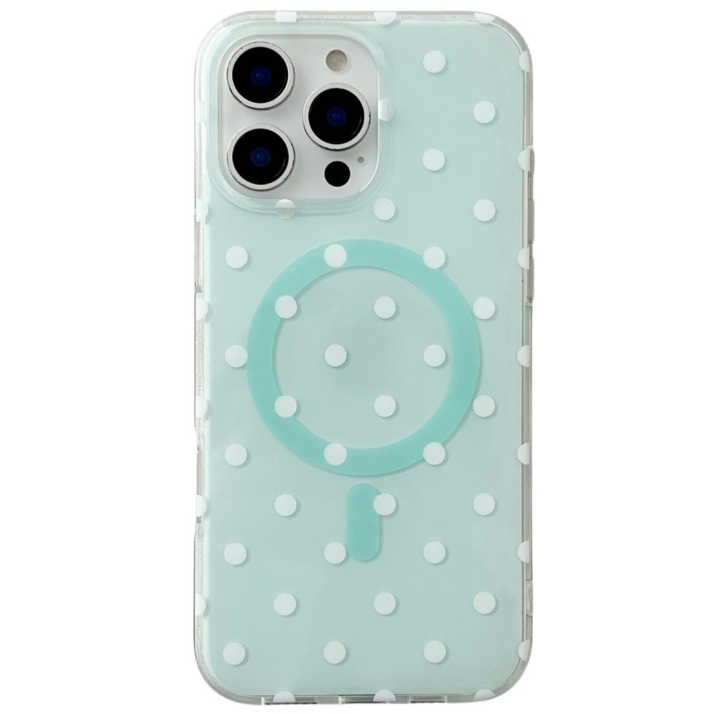 For iPhone 16 Pro Max Case Polka Dot Pattern TPU + PC Phone Cover Compatible with MagSafe