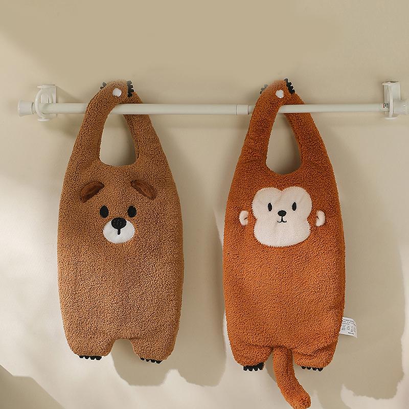 Coral Velvet Towel Cute Hanging Type Cartoon Kitchen Bathroom Absorbent Quick Drying Hand Towel