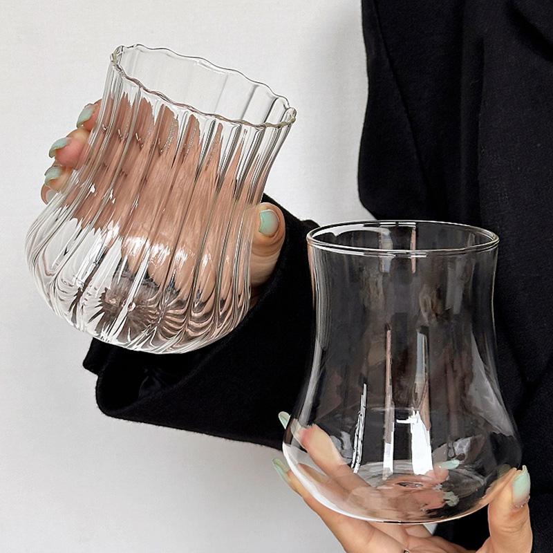 Glass Cup Cold Coffee Cups Iced Drinkware Kitchen Drinkware Supplies Breakfast Milk Cup Cocktail Utensils Aesthetic Water Bottle