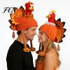 Holiday Costume Accessory for Thanksgiving Funny Turkey Hat Adults, Accessory, Novelty Soft Fun Headpiece Knitted Women, Men, Fall Party Skin Friendly