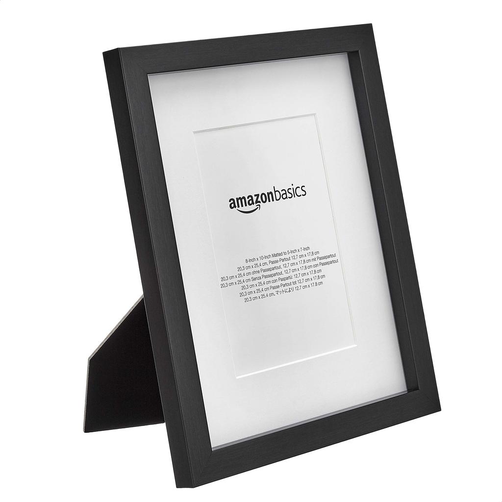 Amazon Basics Photo Frames, Black Rectangular, Compatible with 6-Cut Sizes, Set of 2, 20cm X 25cm & 13cm X 18cm