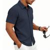 Mens European American Summer Jacquard Turn Down Collar Polo Shirt Business Casual