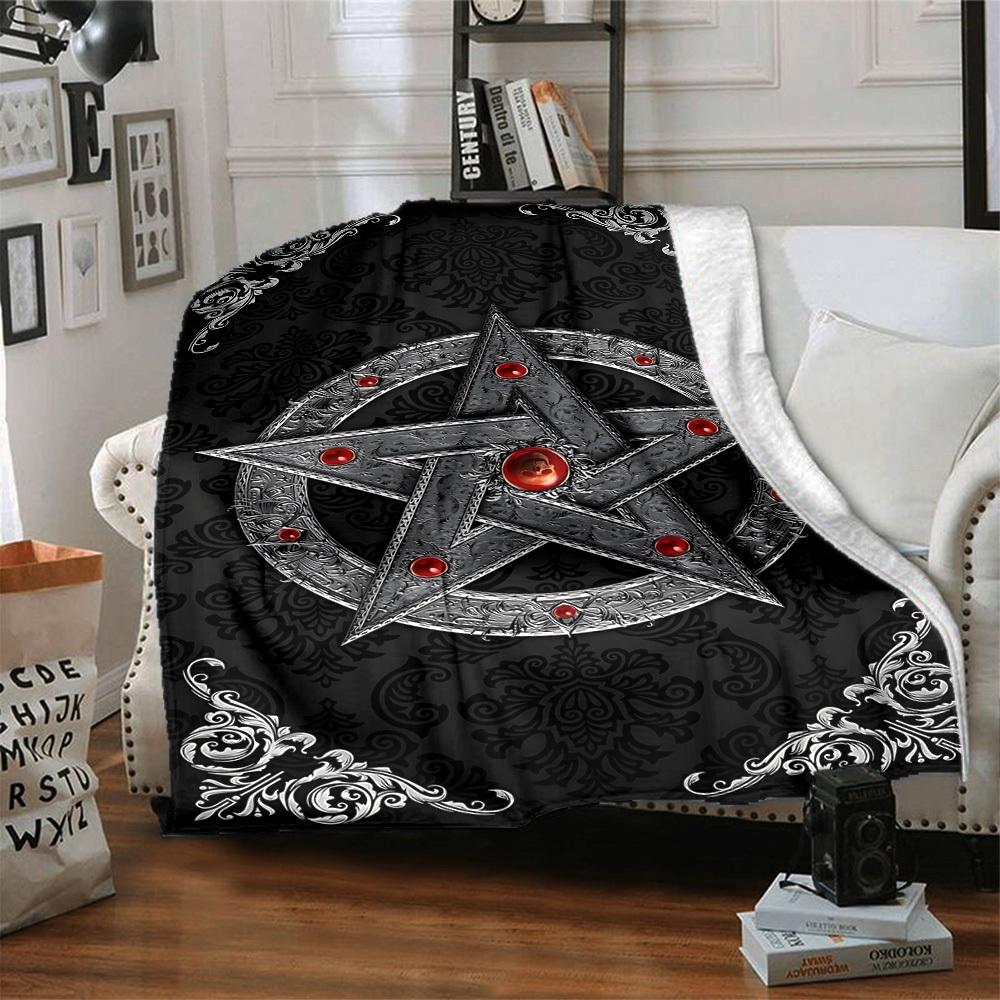 1pc Star Gothic Blanket, Lightweight Flannel Throw Blanket for Sofa, Bed, Travel, Camping, Living Room, Office, Couch096