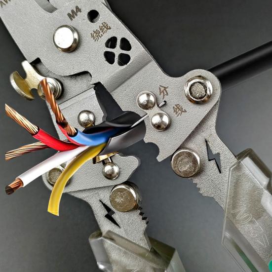 Foldable Wire Stripper Cable Cutter with Voltage Detector Ergonomic Design Electrical Pliers Multifunctional Wire Stripping Pliers