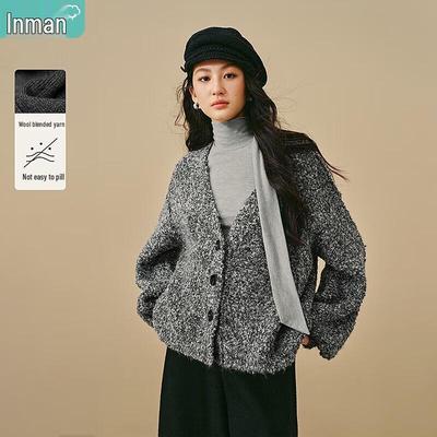 Inman Women's Shimmering V-Neck Knit Cardigan