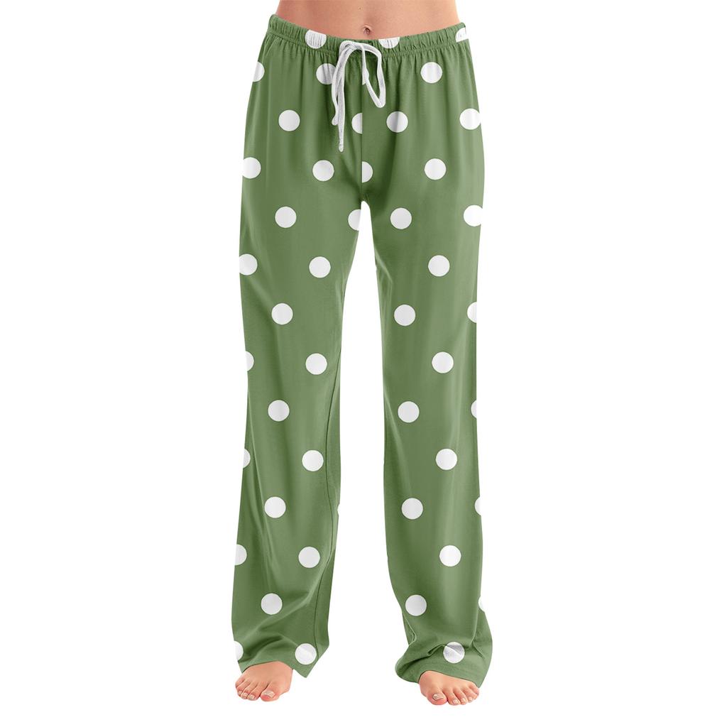 Womens Pajama Pants Sleepwear Casual Drawstring Elastic Waist Pants Comfy Straight Yoga Loose Trousers