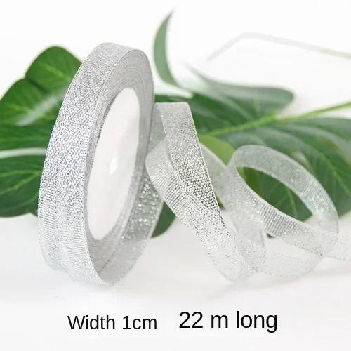 25yards/roll Gold Silver Metallic Glitter Ribbons for Apparel Garment DIY Accessories Crafts Sewing Fabric  Supplies Gift Wrap