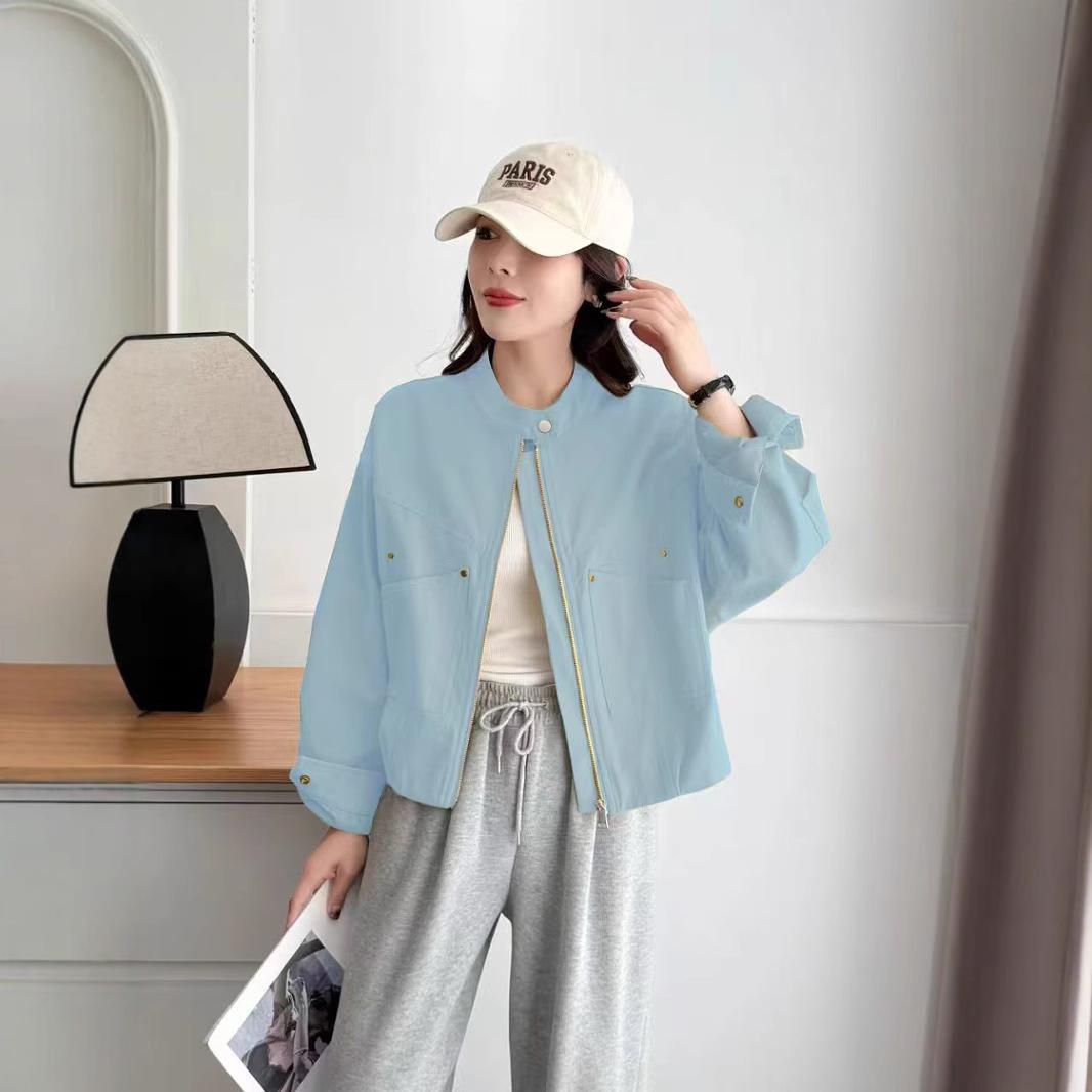 

Korean Style Petite Stand-Collar Jacket for Women - Chic & Versatile Spring 2025 Design Large рожевий