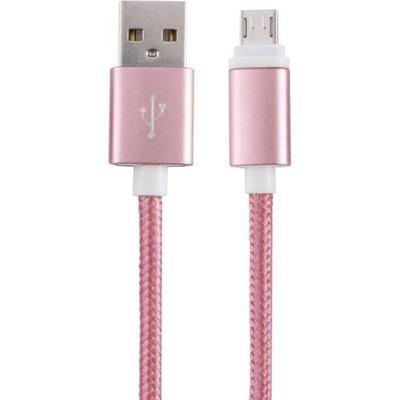 Micro USB Cable - KWMOBILE - Braided - Pink Nylon - 1m - Universal Charger
