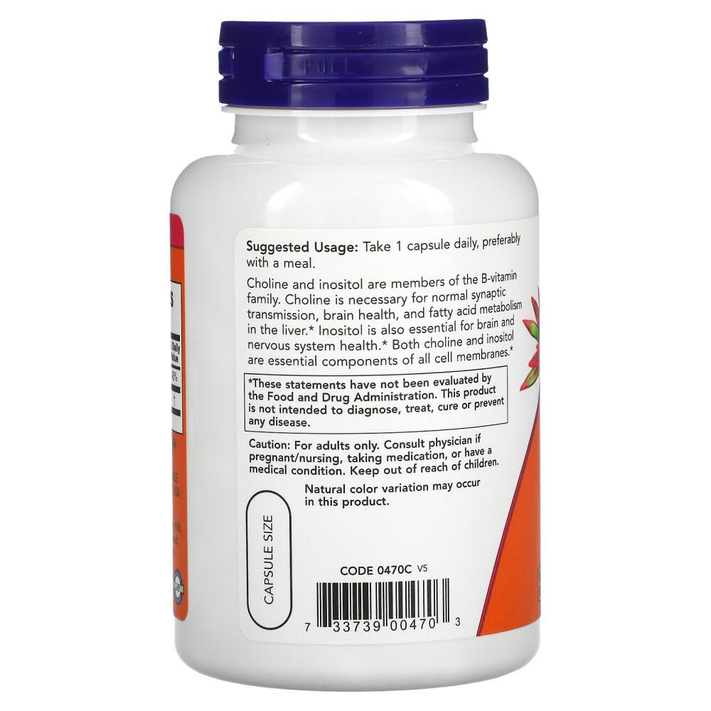 NOW Foods Choline & Inositol Veg Capsules, 100 Count (Pack of 3)