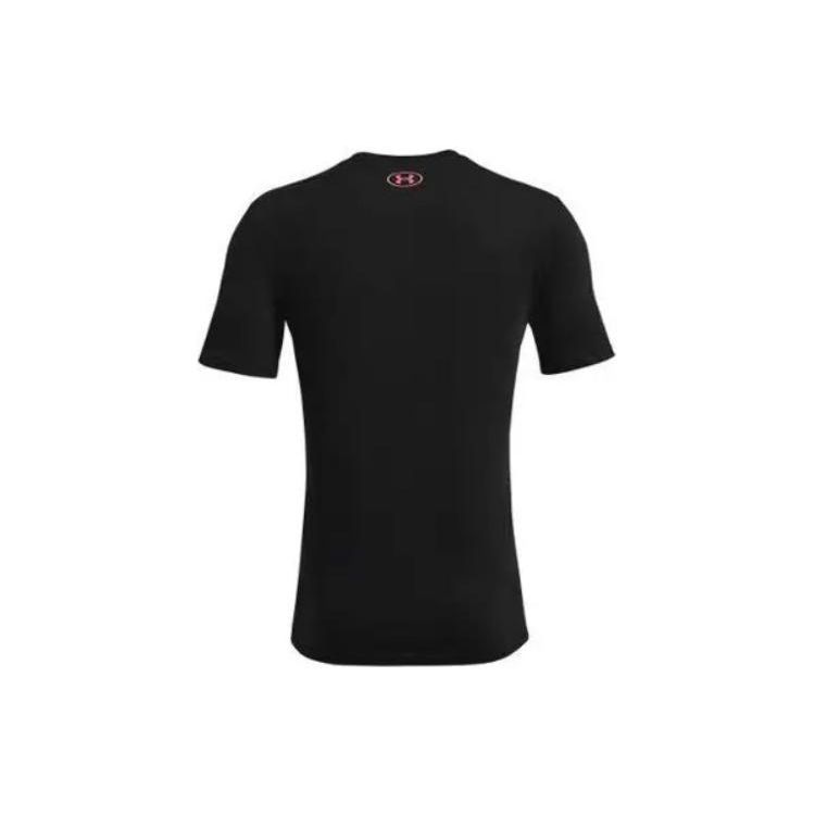 Under Armour Casual Breathable Running Logo Solid Color Round Neck T-Shirt Men Tops Black 1362995-001
