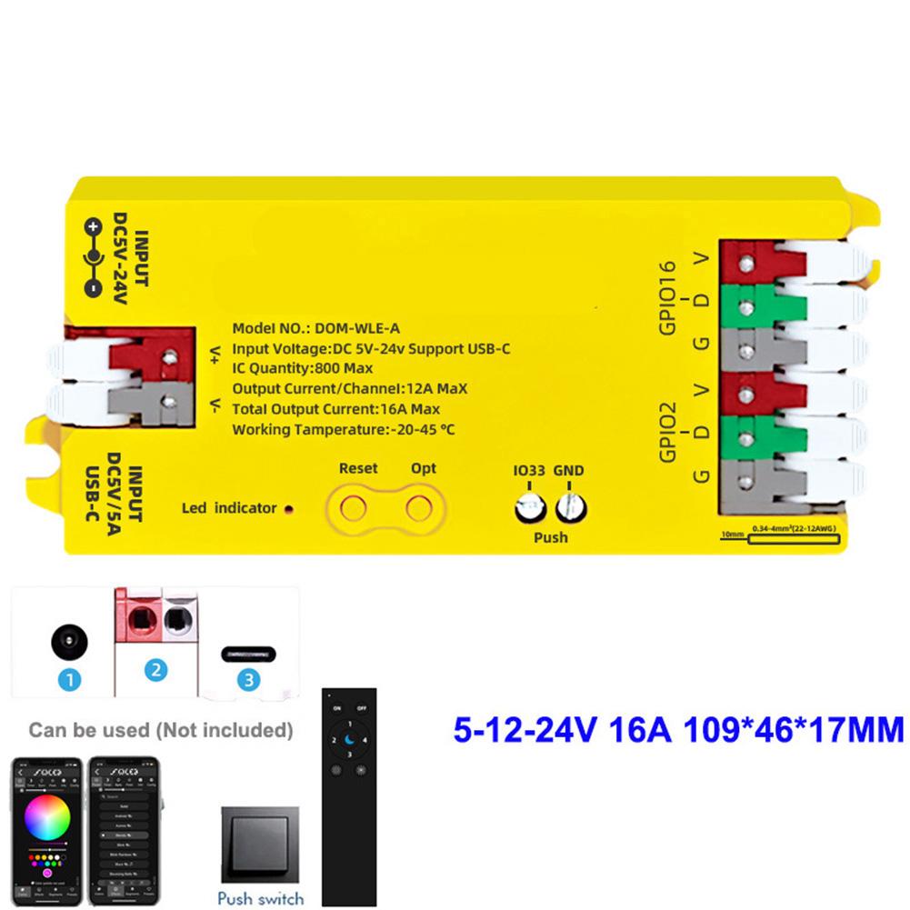 For ESP32 LED Strip Controller USB C 5V/5A DC5 to 24V supports multiple protocols WS2811 WS2812 SK6812 OTA updates via QR code