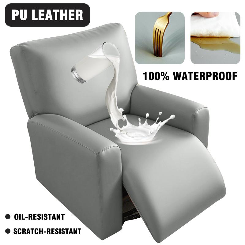

Waterproof Recliner Chair Covers Reclining Chair Cover Stretch Pu Leather Recliner Cover Non-Slip Elastic Bottom For Kids Pets 1 Seater