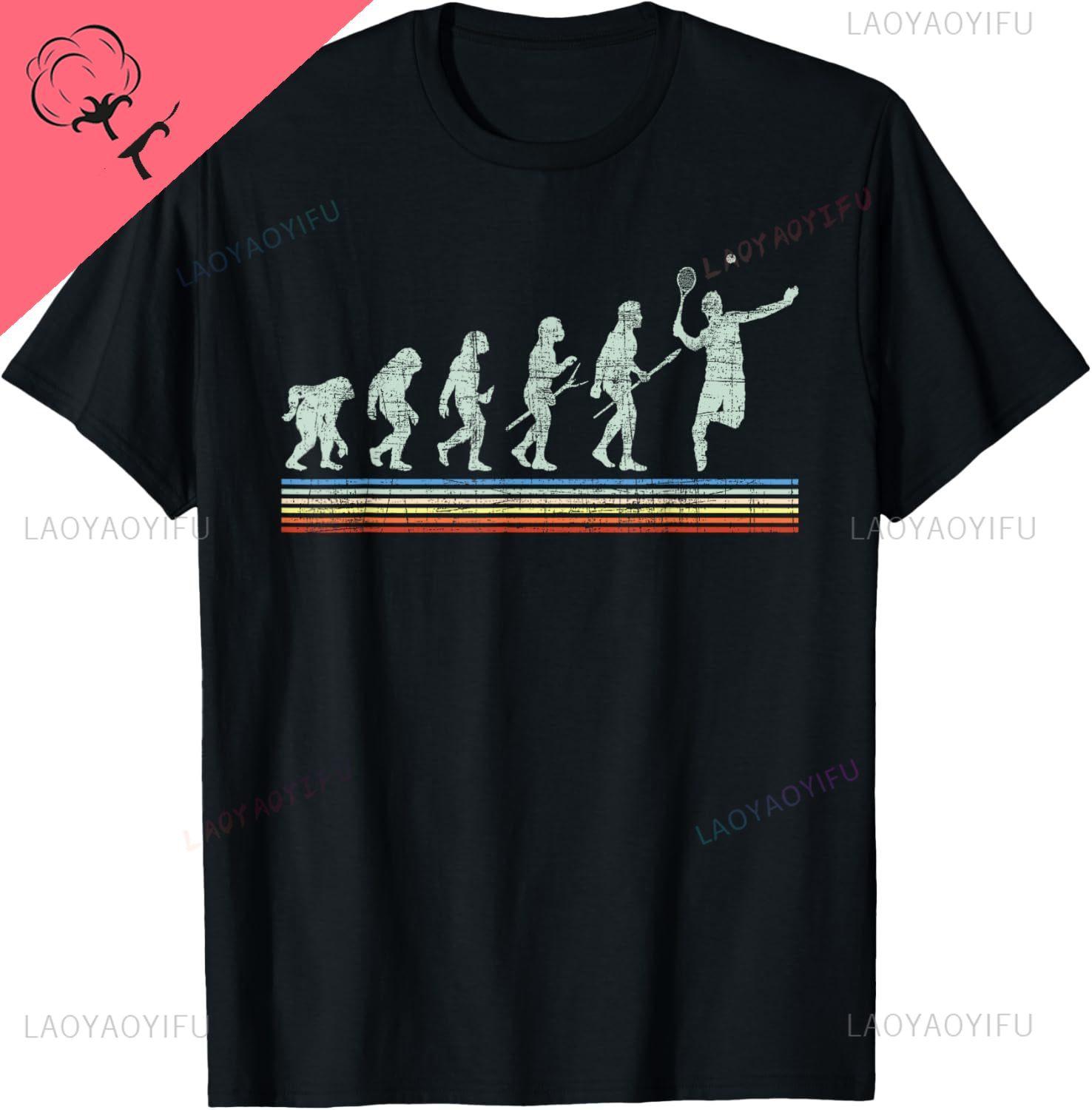 Retro Tennis Player Evolution  Racket Game Sports Lover TShirt Unisex Summer Streetwear Tops Cotton Graphic T Shirts Camisas S