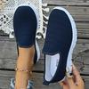 2024 Summer European & American Solid Color Casual Slip-On Flats, Breathable Lightweight Flyknit Plus Size Shoes.